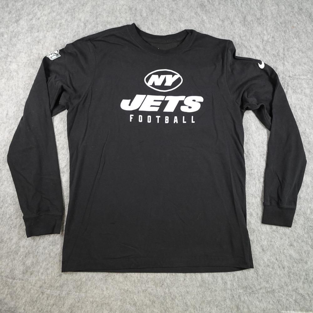 Nike New York Jets Shirt Men Large Black Football NFL Dri Fit Long Sleeve